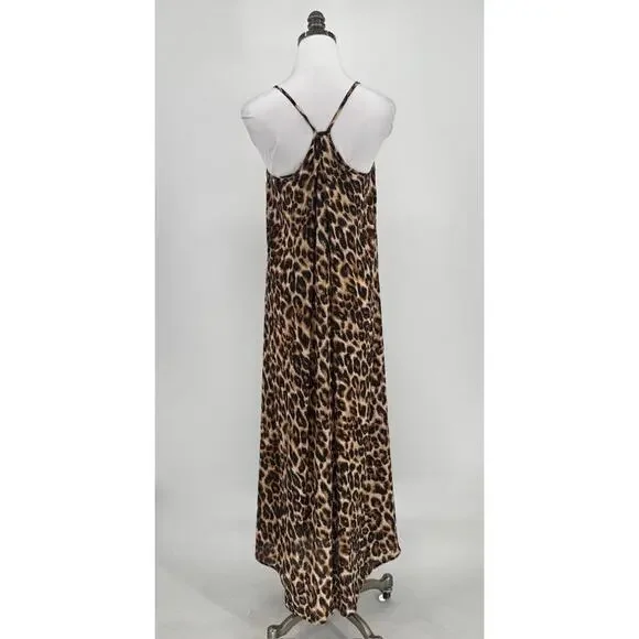 Let Them Eat Cake Womens Brown Animal Print Maxi A Line Slip Dress Sz XS - Picture 4 of 5